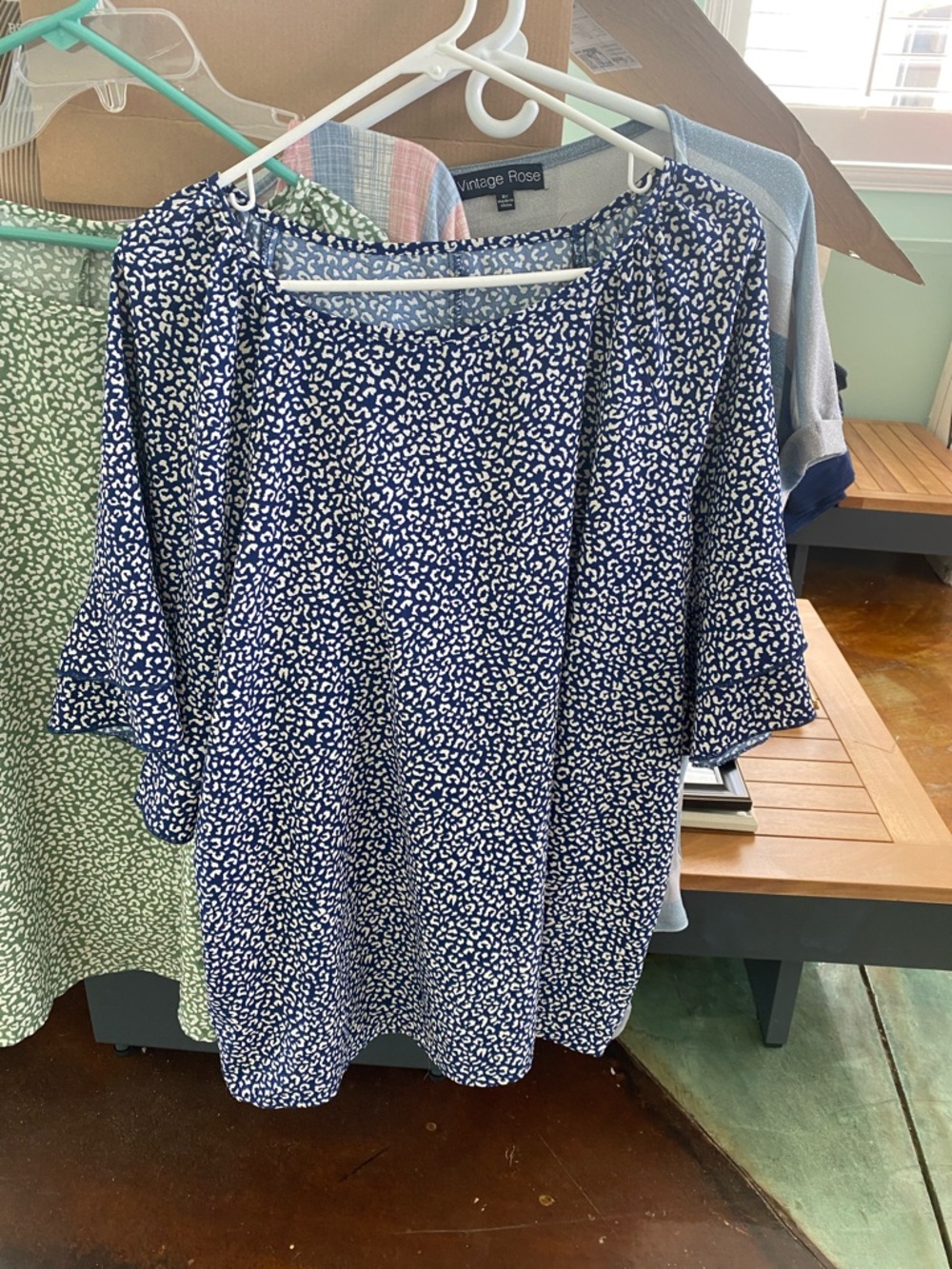 Navy Blue Printed Women's Top